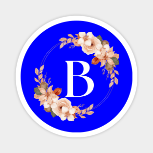 Initial B Flower Monogram Watercolor Design Magnet